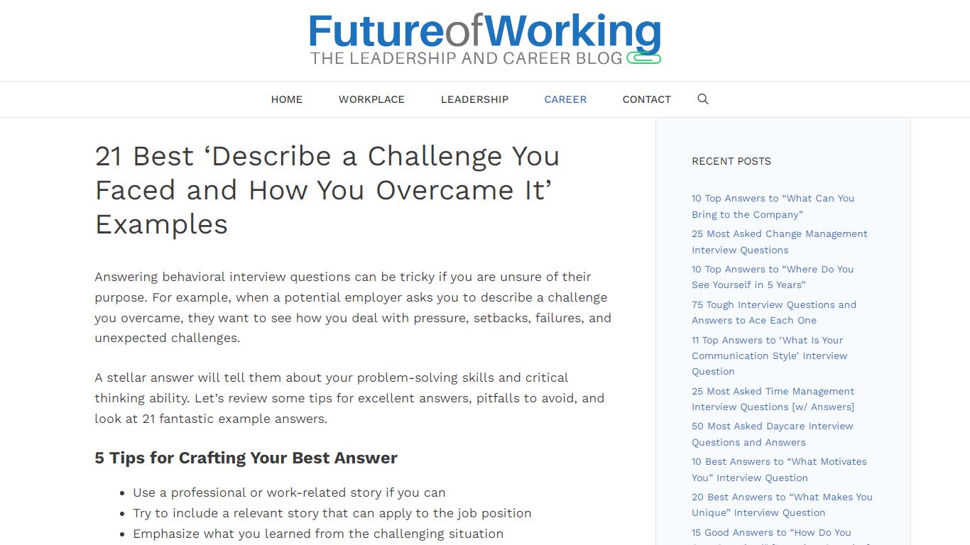 21 Best 'Describe a Challenge You Faced and How You Overcame It ...